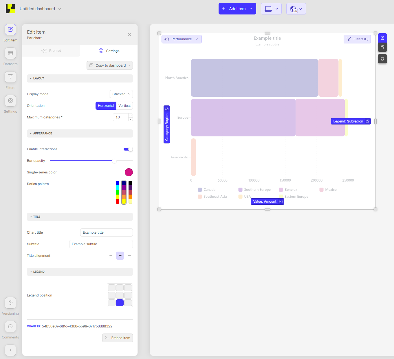 Custom chart options in the Luzmo Dashboard Editor